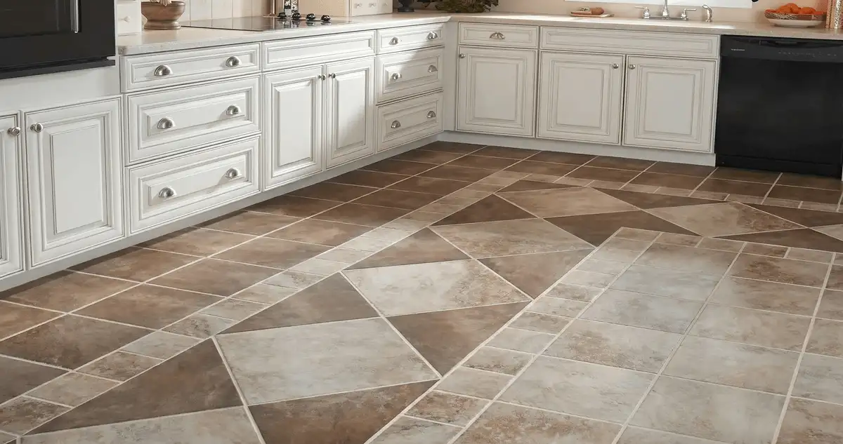 Kitchen with white cabinets and a professionally installed tile floor in Denver, CO
